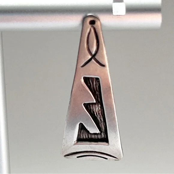 Vintage Hopi Overlay Sterling Silver Earrings